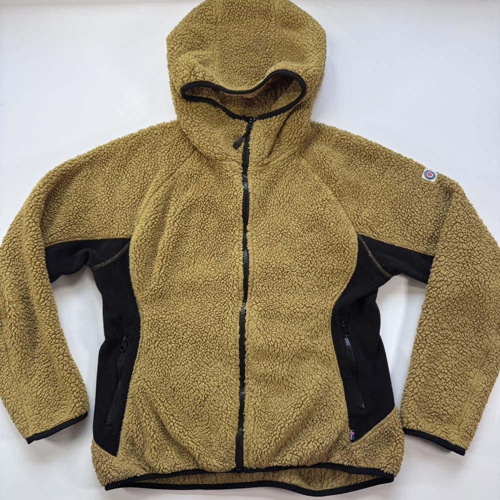 ICEWEAR Iceland High Pile Sherpa Fleece Hooded Jacket FullZip Yellow Women Large